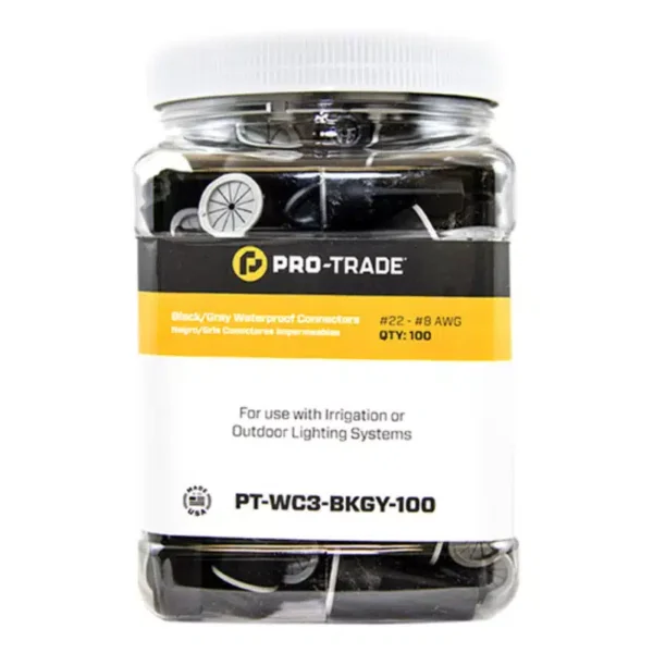 Pro-Trade Black/Gray Wire Connector #22-#8, 100-Pack Canister (PT-WC3-BKGY-100)